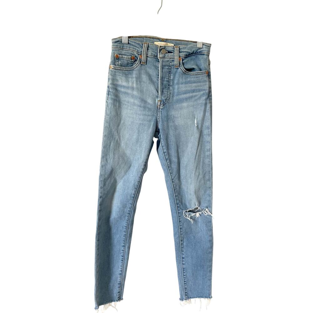 Levi's Wedgie Skinny Distressed Raw Hem Denim Jeans Blue Size 25